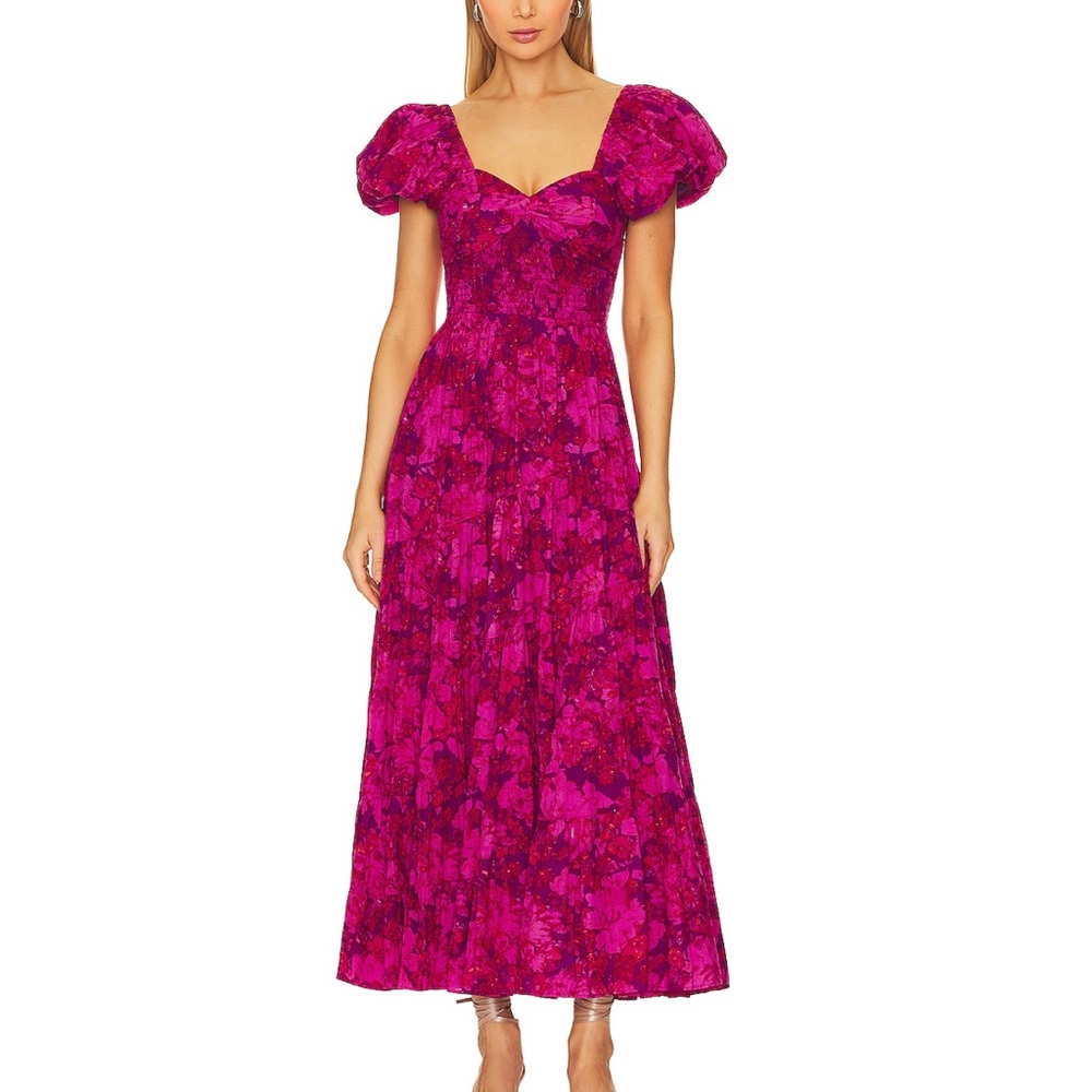 Free People Pink Puff Sleeve Maxi Dress